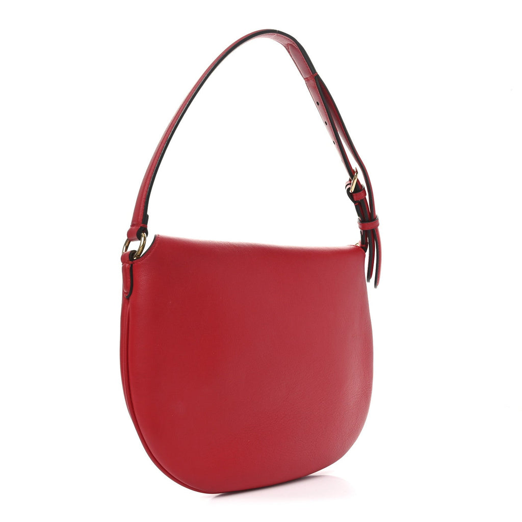 Vitello Grace Suede Small Croissant Hobo Rosso Cardinale