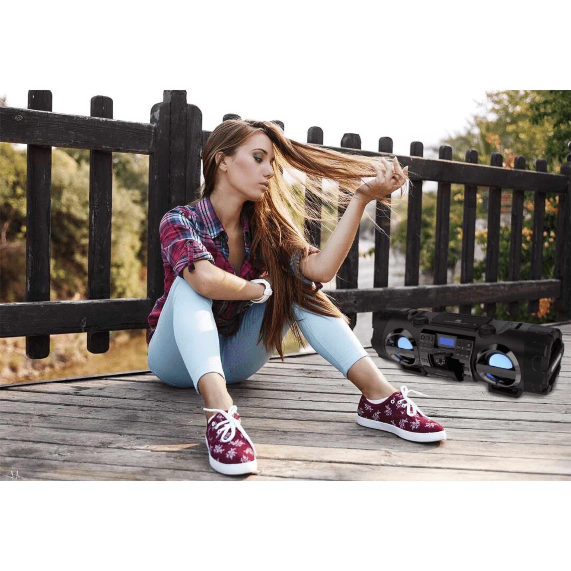 Dual Subwoofer Bluetooth Boombox