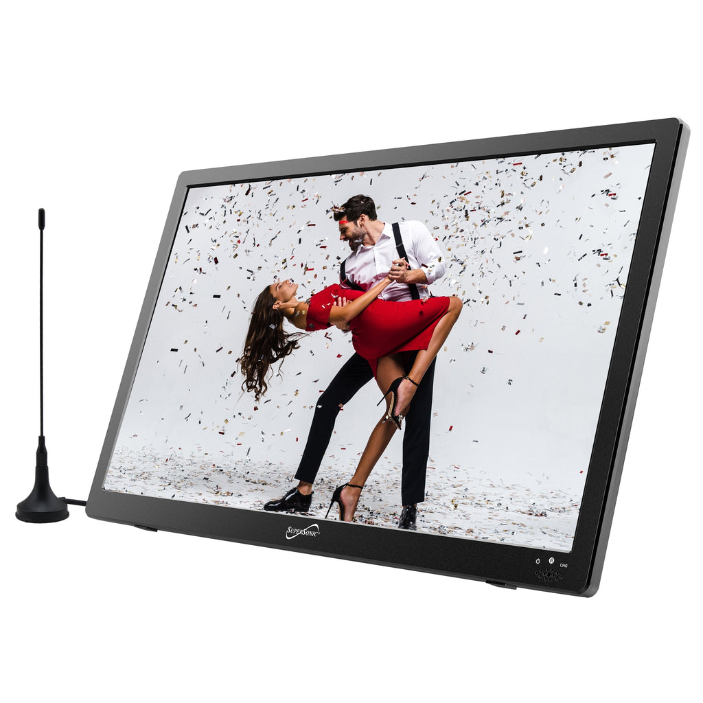 Portable 16" 12 Volt Digital LED TV with USB, SD, and HDMI Input, Rechargeable with FM Radio