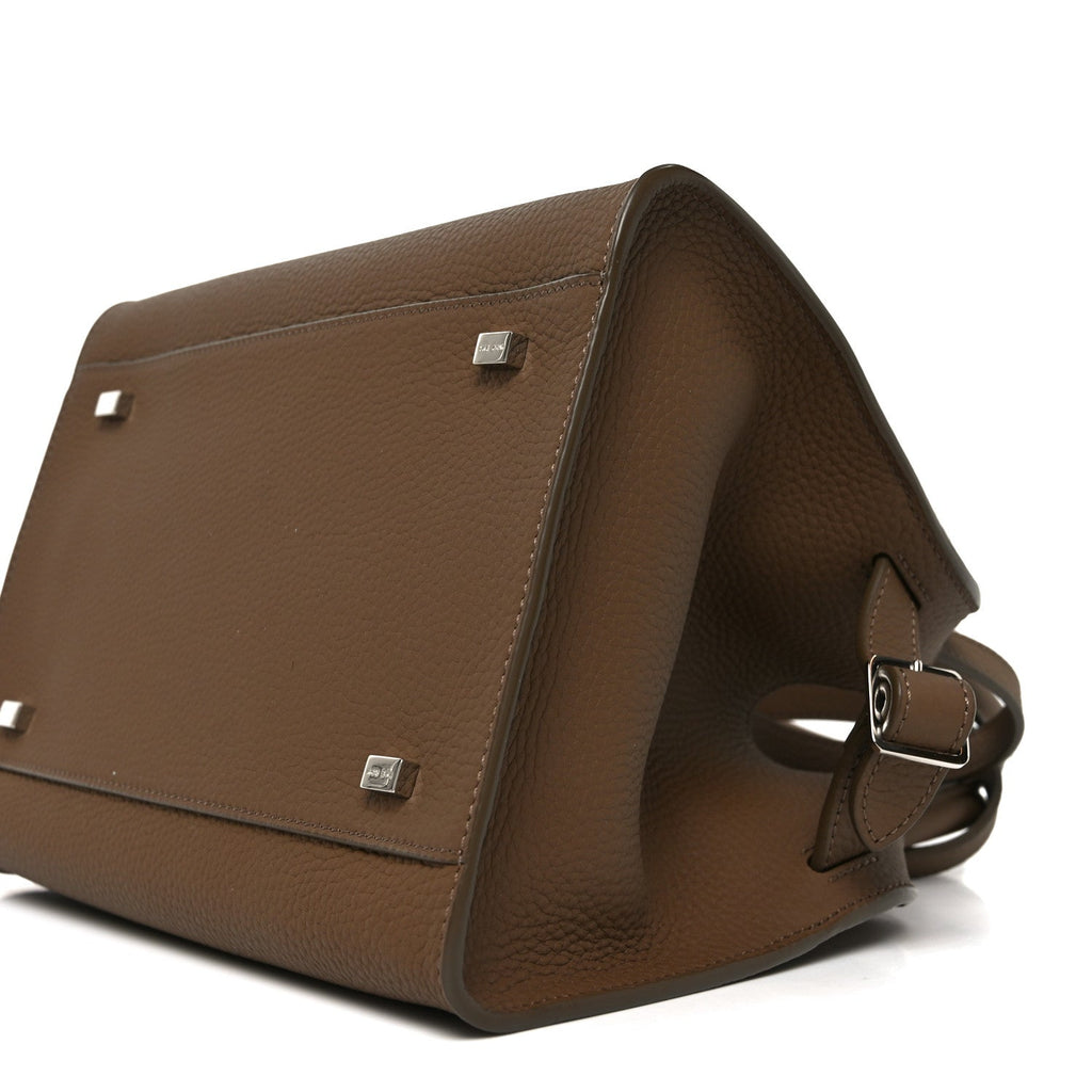 Grained Calfskin Soft Margaux 10 Bag Dark Taupe