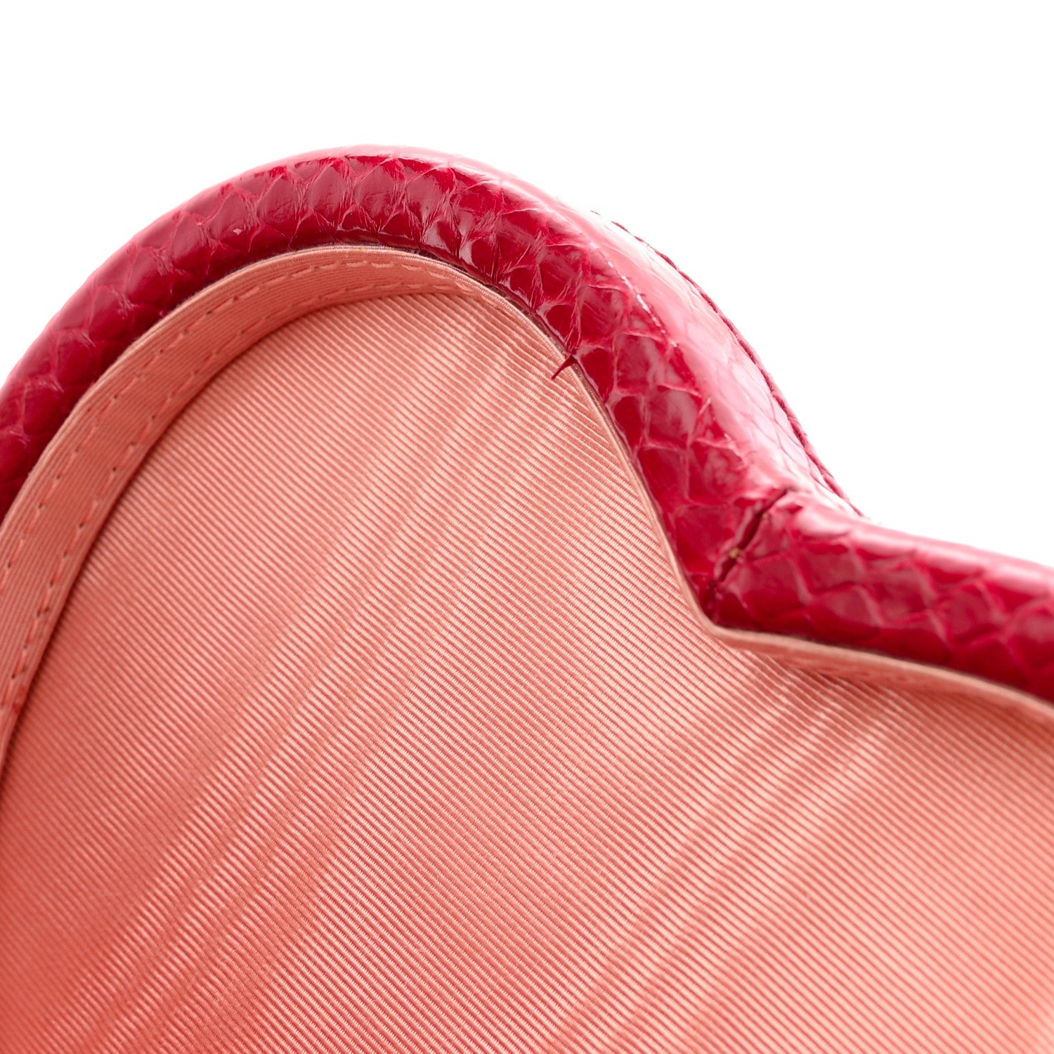 Snakeskin Broadway Mini Heart Top Handle Bag Rasberry Candy
