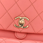 Lambskin Quilted Small Duma Drawstring Backpack Light Pink