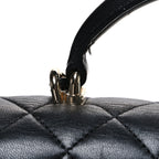 Lambskin Quilted Mini Top Handle Rectangular Flap Black