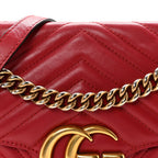 Calfskin Matelasse Small GG Marmont Shoulder Bag Hibiscus Red