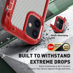 Reiko Shockproof Pc Bumper Case With Carbon Fiber Pattern In Red For Iphone 12 Mini