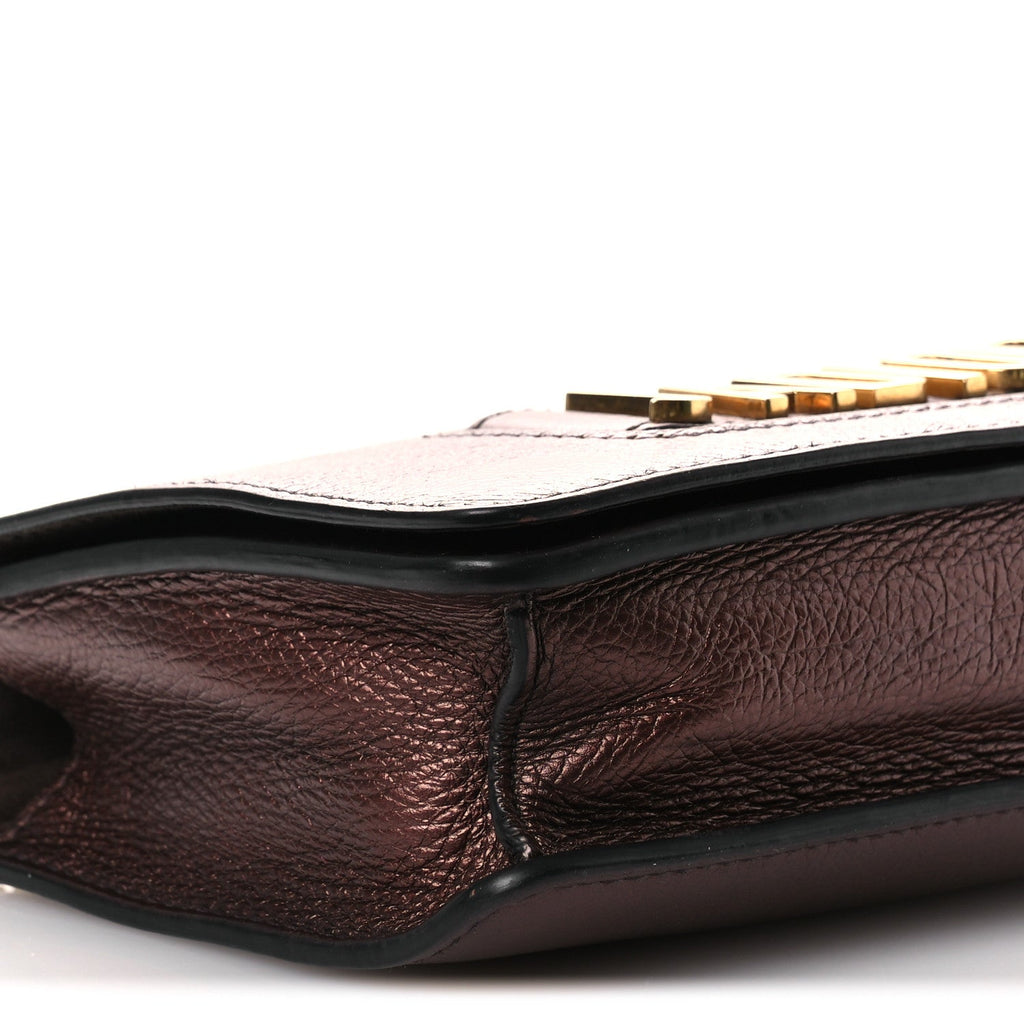 Metallic Calfskin J'Adior Chain Flap Bag Noisette
