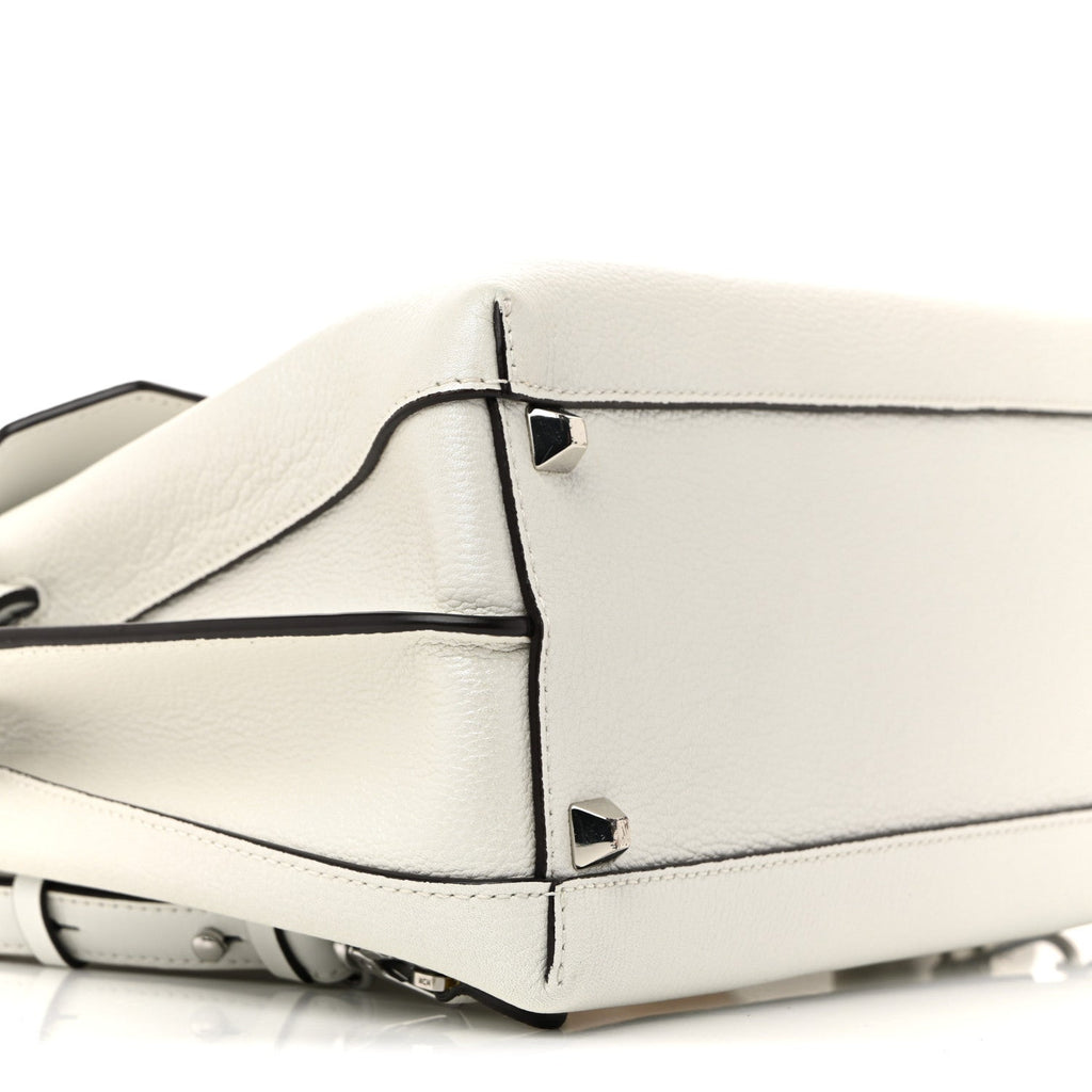 Grained Calfskin Medium Milla Convertible Backpack White Flake