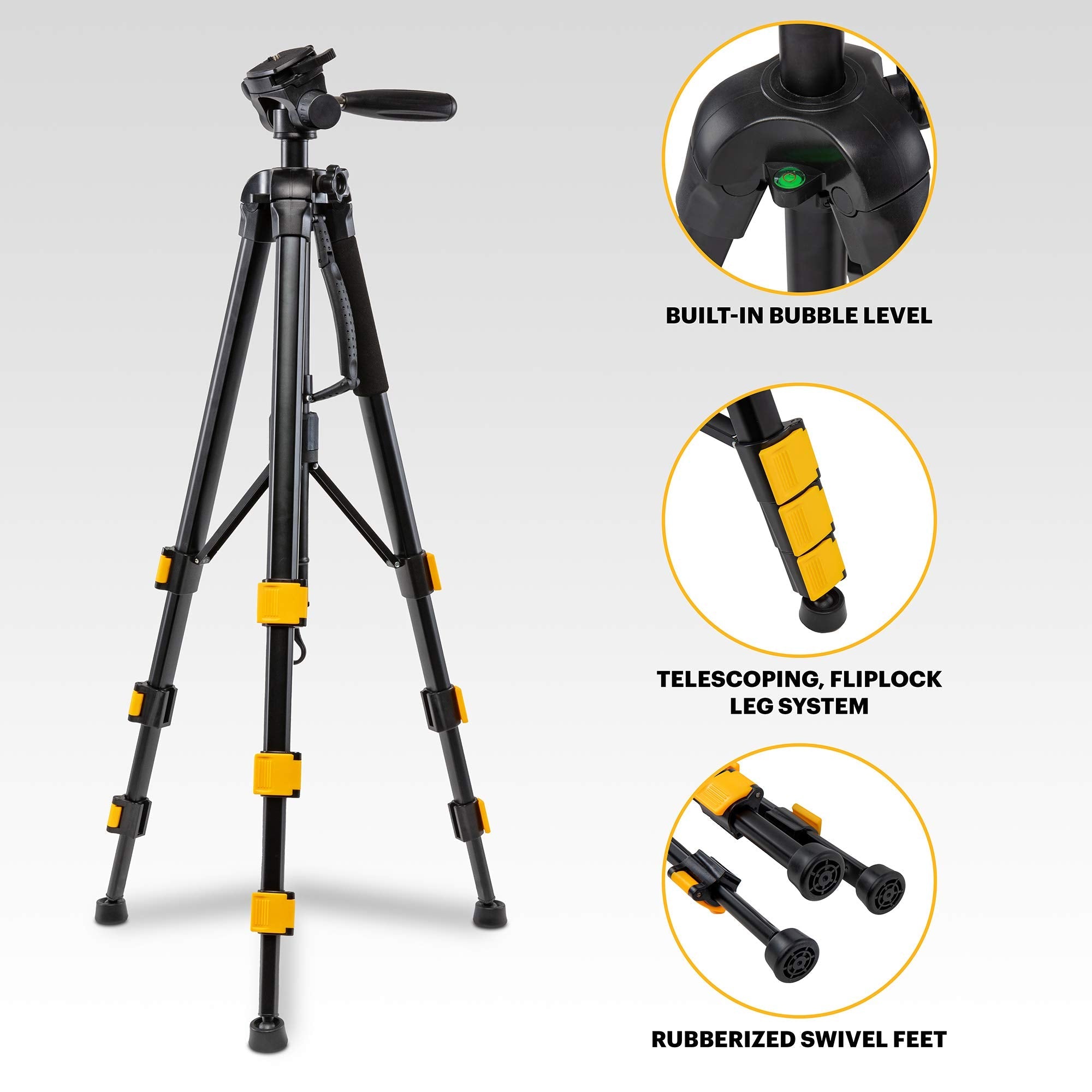 Kodak PhotoGear 2-in-1 Camera Tripod & Monopod with 70” 4-Section Flip-Lock Tripod & Swivel Head