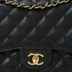 Caviar Quilted Jumbo Double Flap Black