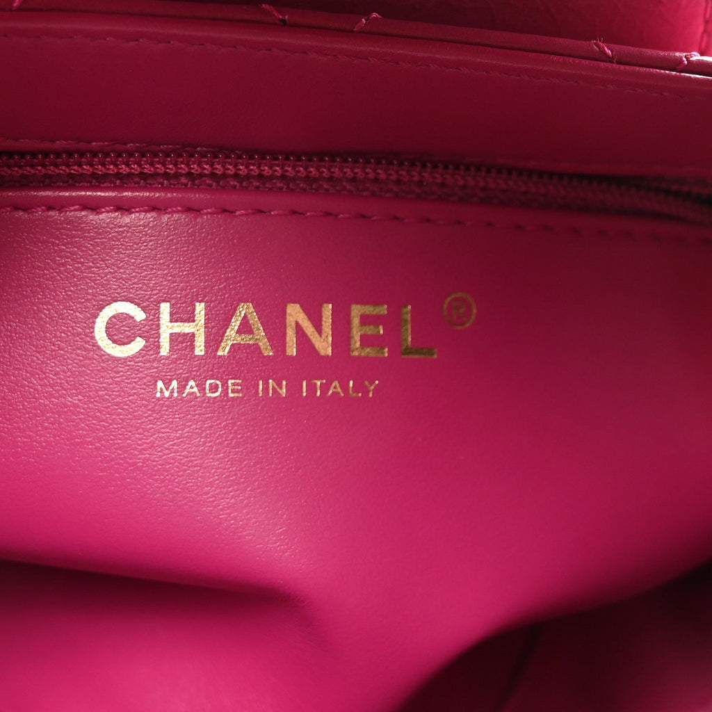 Shiny Aged Calfskin Quilted Nano Kelly Shopper Dark Pink