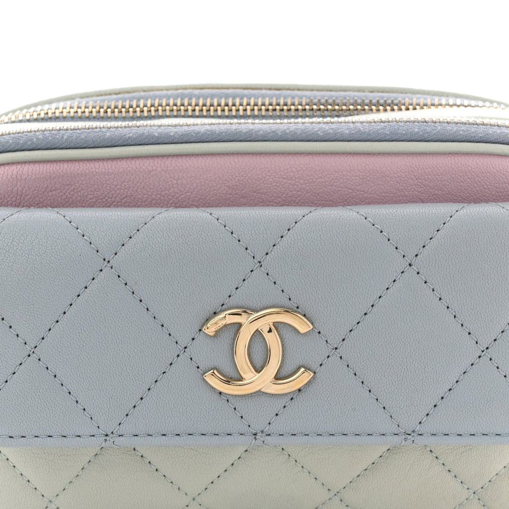 Goatskin Quilted Waist Bag Green Blue Pink