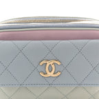 Goatskin Quilted Waist Bag Green Blue Pink