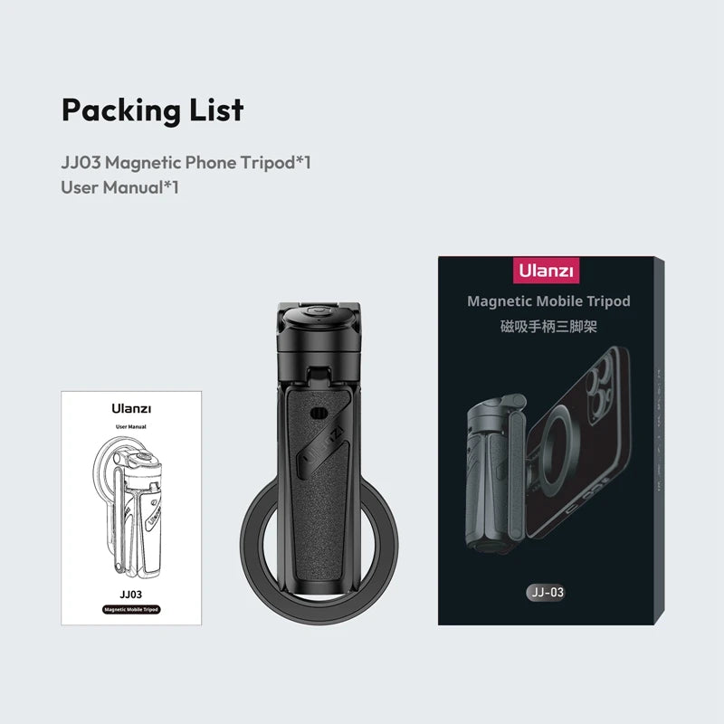 Magnetic Phone Tripod with Wireless Grip and Selfie Stick for iPhone 16, 15, 14, 13 Pro and Pro Max