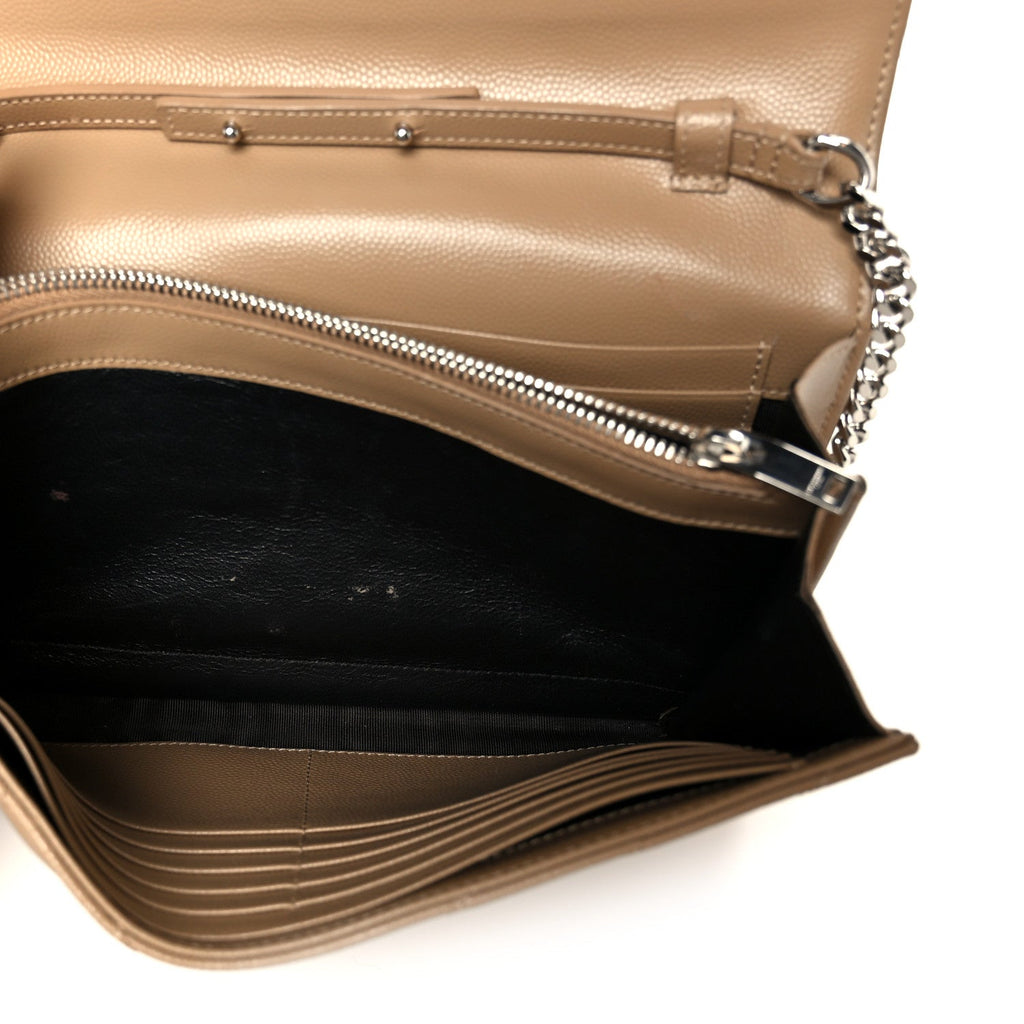 Grain De Poudre Matelasse Chevron Monogram Chain Wallet Taupe