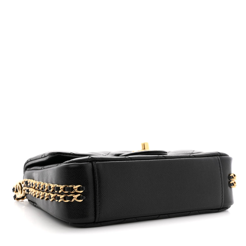 Caviar Quilted Mini CC You Flap Black