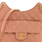 Caviar Quilted Wavy CC Hobo Beige