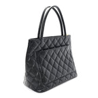 Caviar Quilted Medallion Tote Black