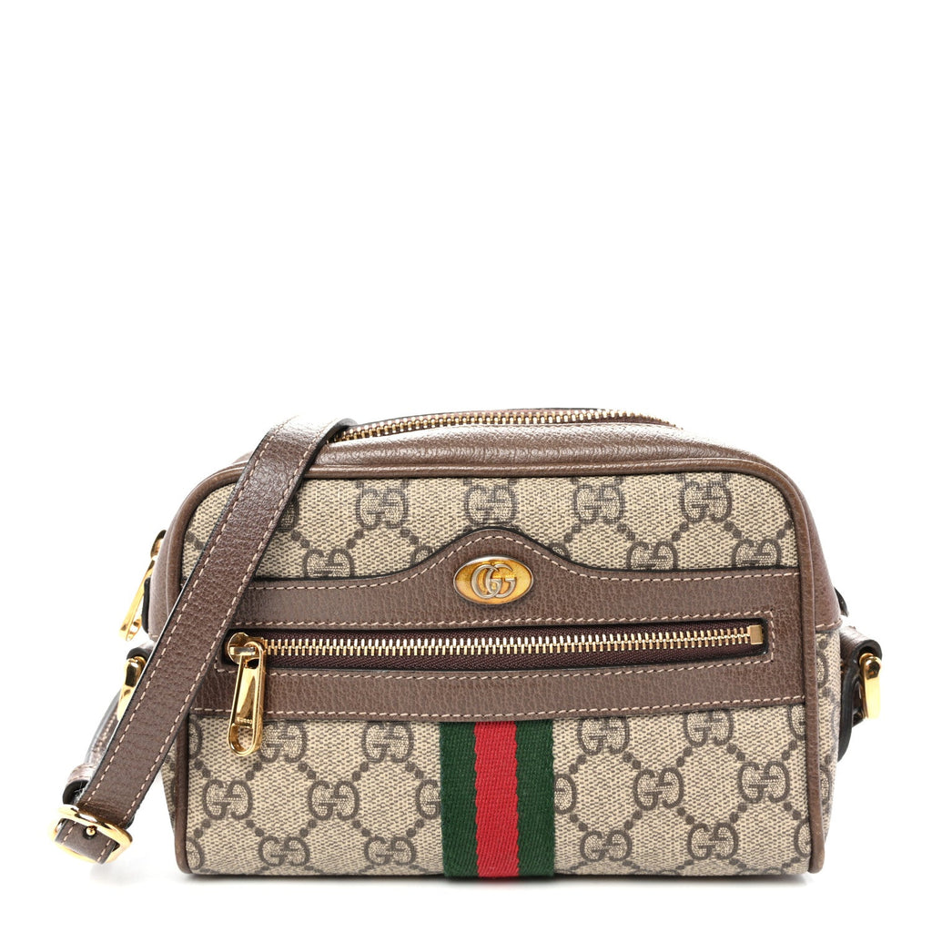 GG Supreme Monogram Web Mini Ophidia Shoulder Bag Brown