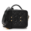 Caviar Quilted Small CC Filigree Vanity Case Black