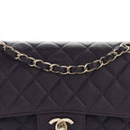 Caviar Quilted Small Double Flap Dark Purple