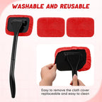 8 Pcs Car Windshield Cleaner Tool Kit with Extendable Handle, Microfiber Towel Pads, Brush, Empty Spray Bottle for Auto Glass Wiper Suvs Rvs & Home Windows(Red)