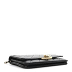 Lambskin Quilted Golden Class Wallet on Chain WOC Black