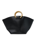 Smooth Calfskin Maxi Trapezoid Shopping Tote Black