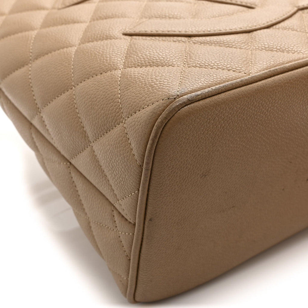 Caviar Quilted Medallion Tote Beige