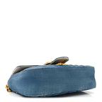 Denim Matelasse Mini Pearly GG Marmont Shoulder Bag Blue
