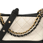Aged Calfskin Quilted Small Gabrielle Hobo Black White