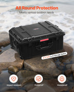 Weatherproof Hard Case, Heavy Duty Protective Dry Box Case with Pre-Cut Foam, Wheels & Retractable Pull Handles for Travel, Hunt, Military, Tactical, IP67 Waterproof Case for Cameras(63x50x32)