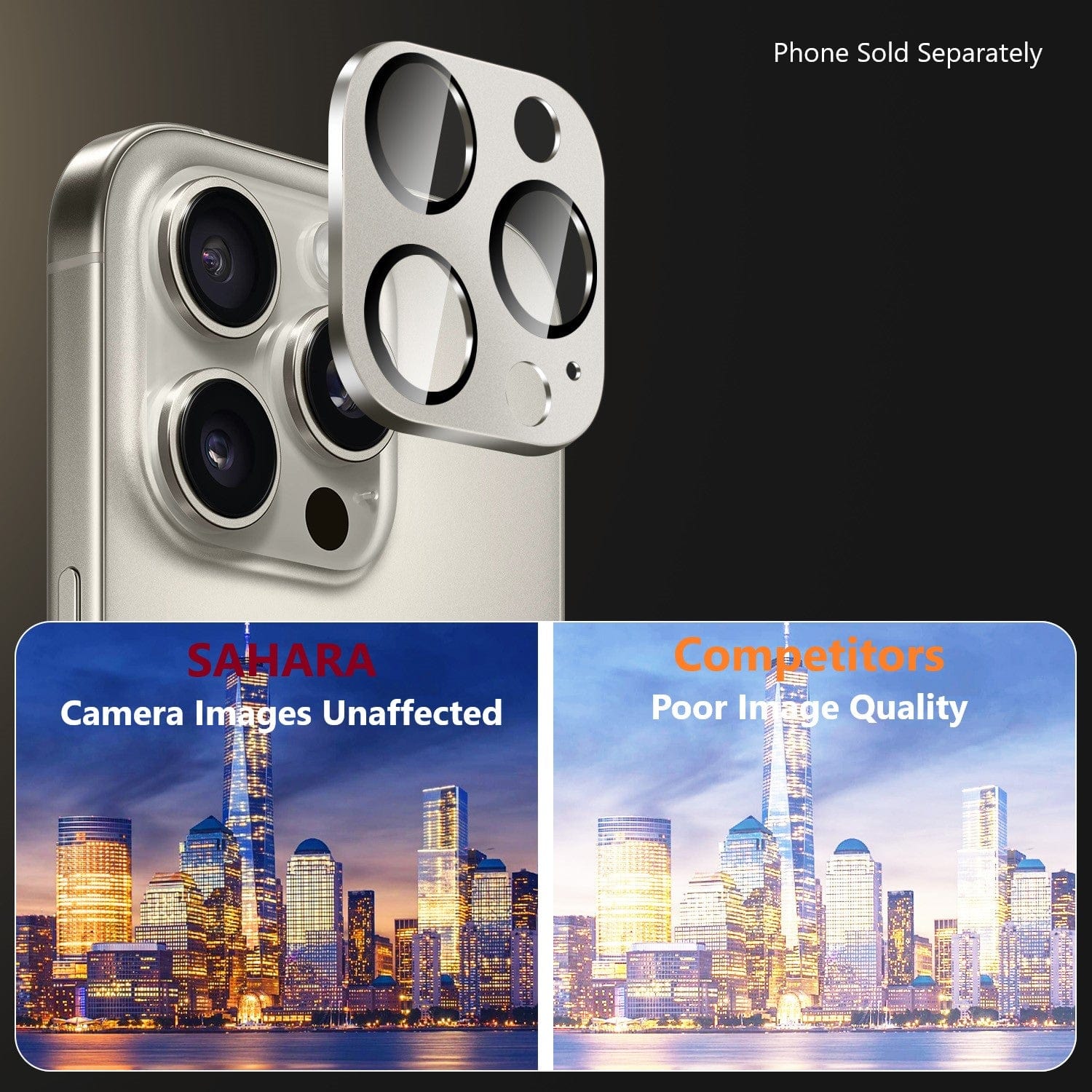 SAHARA - Ultra-Strong Camera Lens Protector for Apple iPhone 16 Pro and 16 Pro Max (2-Pack)