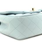 Lambskin Quilted Mini Top Handle Rectangular Flap Light Blue