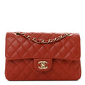 Lambskin Quilted Small Double Flap Red