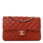 Lambskin Quilted Small Double Flap Red