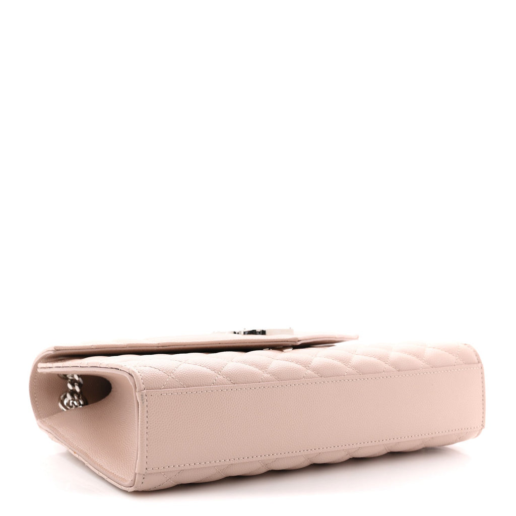 Grain De Poudre Textured Mixed Matelasse Medium Triquilt Monogram Satchel Marble Pink