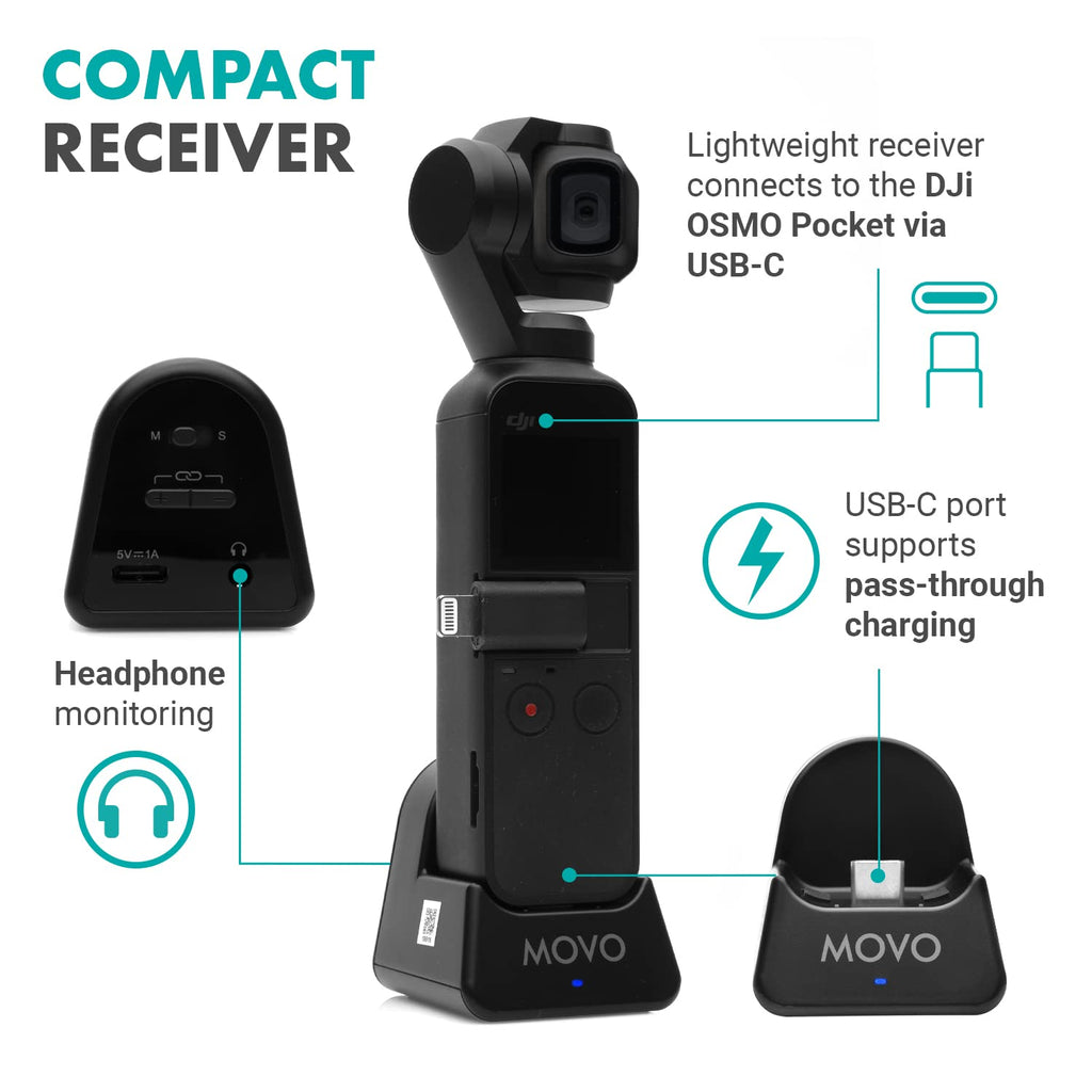 Movo Edge-OP Wireless Lavalier Microphone for Osmo Pocket 1 and 2
