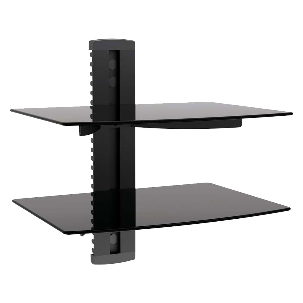Tempered Glass Double Shelf Single Stud Wall Mount