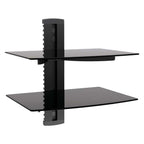 Tempered Glass Double Shelf Single Stud Wall Mount