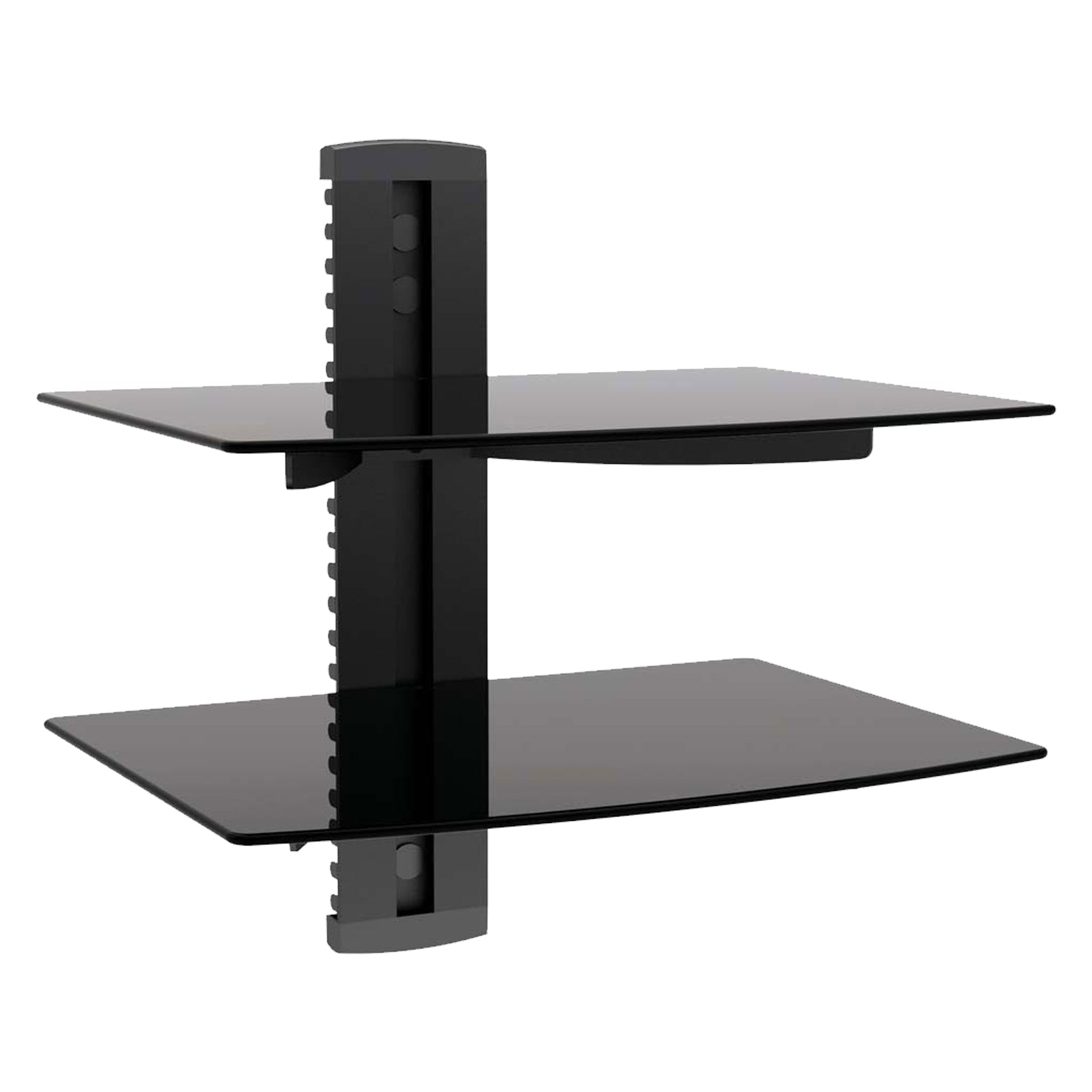 Tempered Glass Double Shelf Single Stud Wall Mount