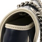 Vintage Effect Calfskin Matelasse Diagonal Small Torchon GG Marmont Shoulder Bag Blue Agata Mystic White