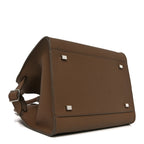 Grained Calfskin Soft Margaux 10 Bag Dark Taupe