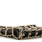 Lambskin Chain Frame Shoulder Bag Black