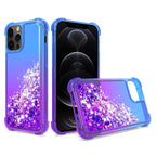 Shiny Flowing Glitter Liquid Bumper Case For Apple Iphone 12 Pro Max In Blue