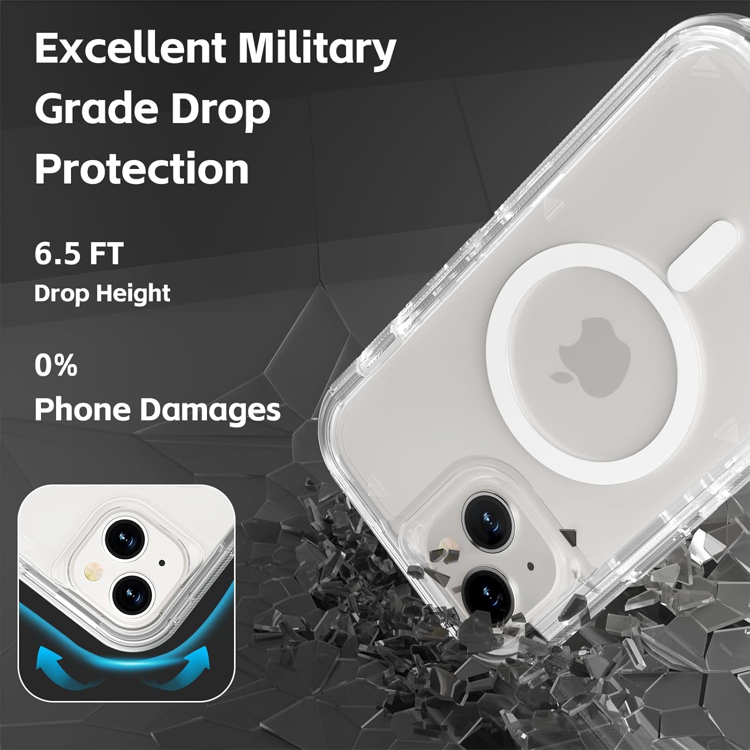 Entronix [Magnetic] Case Compatible with iPhone 15 - [Clear] Triple-Layer Heavy Duty Protection