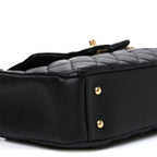 Caviar Calfskin Quilted Small Top Handle Flap Black