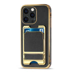 Reiko Iphone 13 Pro Leather Case With Card Holder In Black