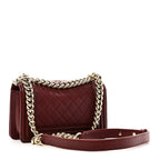 Lambskin Quilted Small Boy Flap Dark Red