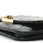 Lambskin Quilted Golden Class Wallet on Chain WOC Black