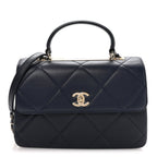Lambskin Quilted Medium Trendy CC Flap Dual Handle Bag Blue